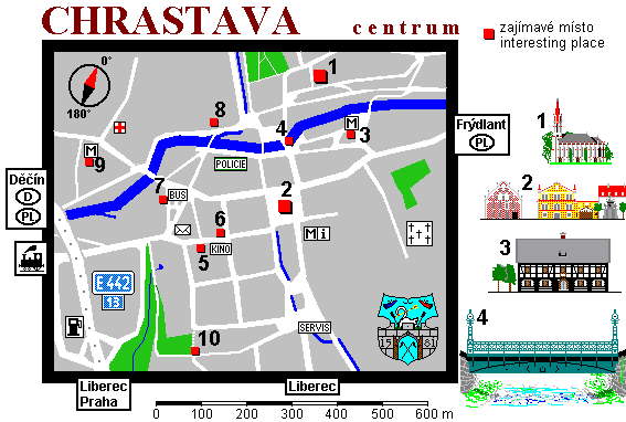 Mapa centra Chrastavy